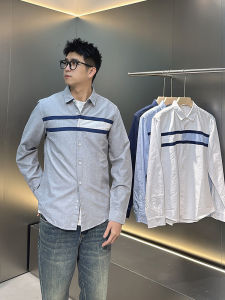 Autumn 2025 Mens Long Sleeve Oxford Cloth Shirt Pure Cotton Standard Fit Youth Trend Spring New Arrival in Brick And Mortar Stores
