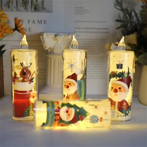 4pcs LED Crystal Transparent Candle Electronic Candle Light Christmas Atmosphere Light Childrens Gift Bedroom Nightlight