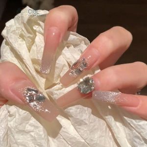 Handmade Super Long Cat Eye Nail Wear Diamond White Enhancing Simple New Style Spring Summer Ins Pure Natural Beauty Tools