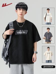 Warrior | Retro Heavyweight Suede Round Collar Loose Short Sleeve T-Shirt