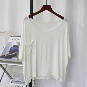 Summer Casual Short Sleeve T-Shirt Womens Loose Large Size round Neck Short Top Belly Baring Trendy Streetwear Classic Pattern