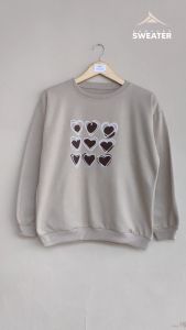 MINI LOVE SWEATSHIRT Sweater Crewneck Wanita Korean Style Bahan Katun Fleece Sablon Printing DTF Premium
