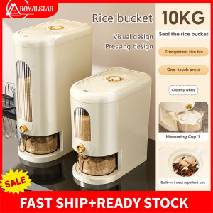 Royalstar Visual Rice Bucket Pressing Insect-proof Moisture Proof Automatic Rice Dispenser with Time Scale Rice Storage Box