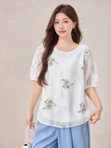 Embroidered Tencel Blouse Set