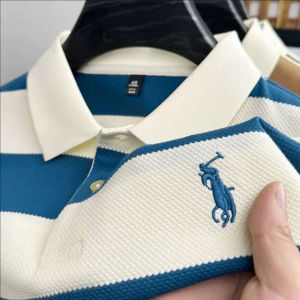 Kawadu | Embroidered Stripe Polo Shirt Mens Breathable