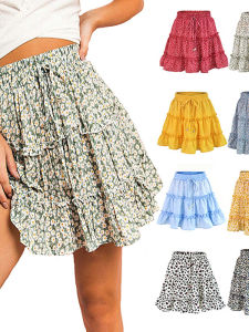 Váy Ngắn Chữ a in Hoa Mùa Hè 2022 Cho Nữ Váy Ngắn Thường Ngày Thoải Mái Phong Cách Đường Phố Váy Ngắn Cạp Cao