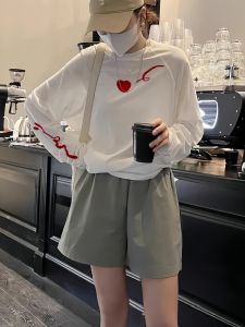 Áo Thun Dài Tay Màu Trắng Mỏng Chống Nắng Phong Cách Hàn Quốc Mùa Hè Mới Rộng Rãi Lười Biếng Lạnh Máy Lạnh Áo Trên Cổ Tròn Cotton Polyester