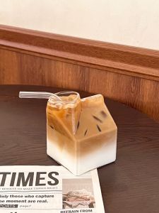 Creative Transparent Heat Resistant Milk Coffee Juice Glass Cup Small House Breakfast Cup Innovative Design Simple Style Ins Trend