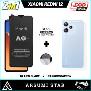 Paket 2in1Tempered Glass Ceramic Matte Anti Spy XIAOMI REDMI 12 Anti Gores Pelindung Layar Ceramic Matte Anti Spy  + Skin Camera + Garskin Carbon 3D