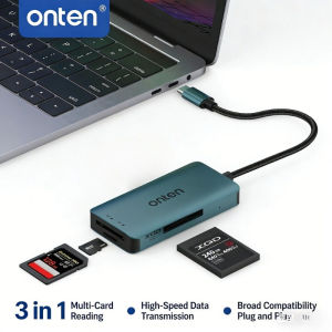 ONTEN 3 in 1 Type C Card Reader Type-C to XQD SD TF Card Reader High Speed OTG Adapter for Laptop  Camera Phone