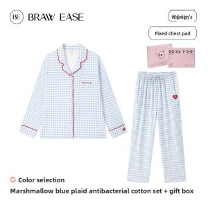 BE | Bust Padded Cotton Nightwear Set For Autumn And Spring Outdoor Wear