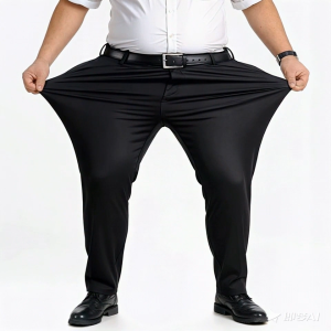 Mens Plus size casual pants Black work pants Elastic fabric