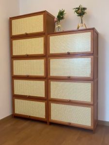 Bamboo Book Rack Organizer Wooden Book Cabinet Dustproof And Breathable For Home Bookcase