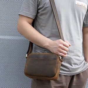 GRADE A Leather WITH VIDEO Mens Cow Leather Sling Bag CrossBody Shoulder Beg Sling Lelaki Kulit