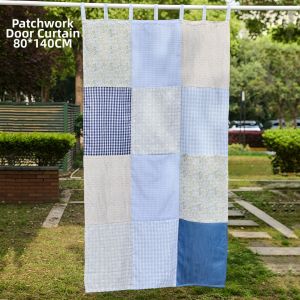 Cottage Style Floral Patchwork Plaid Hanging Door Curtain