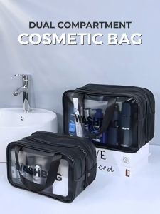 MPH Double-layer Cosmetic Bag Dual Compartment Travel Toiletries Bag Large PU Wash Bag Large Capacity Bag Baby Essentials Storage Bag Electronic Accessories Organiser Beg Kosmetik Murah
