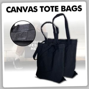 FMP Customizable Canvas Tote Bag Plain Black ideal for Groceries School Supplies Beach Gear or Everyday Use