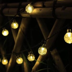 20/50/100 LED 8 Modes Solar Crystal Ball String LightOutdoor WaterproofSolar Patio Light Garden Party Decor Solar String Light