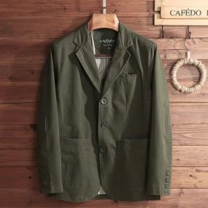 New Pure Cotton Plus Size Mens Jacket Elegant Italian Style Gentleman Business Lapel Loose Casual Slim Fit Three Buttons Blazer