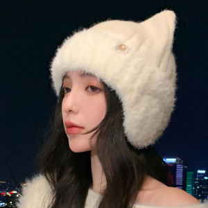 JIFANPAUL | Cute Cat Ear Winter Hat for Women Ear Protection Warm Knit Wool Hat