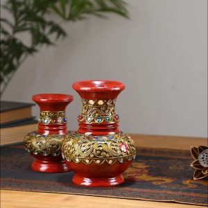 แจกันดอกไม้ไม้จริงสไตล์เอเชียตะวันออกเฉียงใต้ แจกันดอกไม้ประดับตกแต่งบ้านพัก แจกันตกแต่งร้านค้า แจกันตกแต่งโต๊ะ