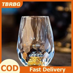 TBRBG Sang trọng pha lê thủy tinh Vodka thủy tinh Sake Shochu Thanh thủy tinh rượu mùi đôi đáy vàng lá thủy tinh cốc trà quà tặng cao cấp rượu mạnh