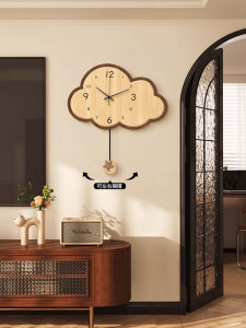 Creative Cloud Clock Wooden Wall Decorative Clocks Living Room Restaurant Hanging Clock No Drilling Required New 2025 Model