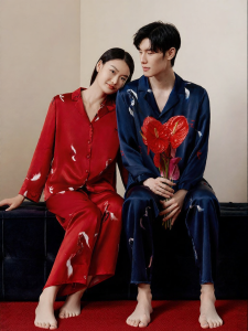 JINSANTA | Red Heavy Silk Pajamas 100 Percent Mulberry Silk