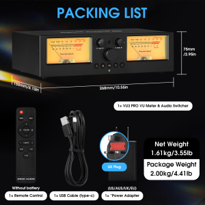 Douk Audio | Douk Audio VU3 PRO Amplifier/Speaker Selector with VU Meter 2-IN-2-OUT Switcher Box