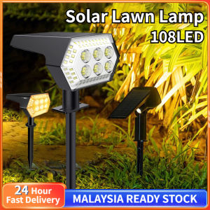 【Malaysia spot】 108 LED Super Bright Solar Lawn Light Outdoor Waterproof Garden Lamp Warm White Solar Spotlight 20H Lawn Landscape Light 太阳能草坪灯