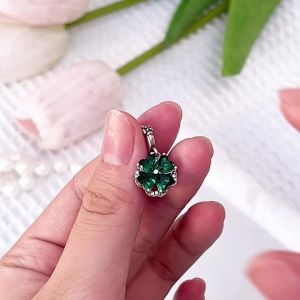 Charm Hình Cây Gia Đình Ếch Cỏ Bốn Lá Bạc 925 Sterling Chuỗi Hạt Màu Xanh Dành Cho Vòng Tay Nguyên Bản Trang Sức Nữ Chi Tiết Zircon Cổ Điển
