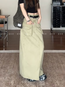 Váy Công Sở Cạp Cao Phong Cách Mỹ Cổ Điển Có Túi Lớn Cho Nữ Váy Midi Cạp Cao Đa Năng Váy Chữ A Mùa Xuân 2025