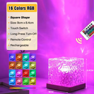 Remote 16 Colors Water Ripples Lights Rechargeable Ocean Wave Projector Lamp for Bedroom Decoration Rotating Flame Nightlight