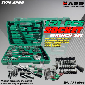 APR  KUNCI RING PAS SET SOCKET SHOCK SOK L BINTANG OBENG TOOLKIT AP66+ 121pcs RACHET WRENCH