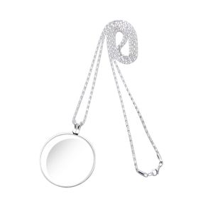 5X Magnifying Glass Pendant Necklace Magnifier Vintage Jewelry Loupe 42mm Glass Lens 45cm Chain for Ladies Elder Reading Lupa