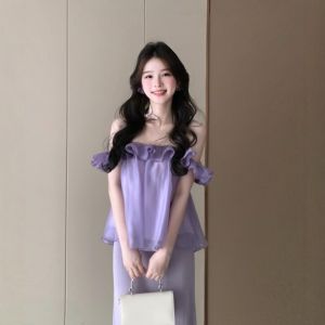 CHANGTONG | French Off-the-Shoulder Ruffle Blouse 1 Piece
