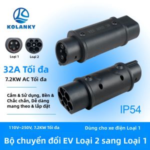 Bộ Chuyển Đổi Sạc Xe Điện Kolanky EV Type2 IEC 62196 Sang Type1 J1772 16A 32A Đầu Nối Nhựa ABS Dùng Cho Sạc Xe Điện