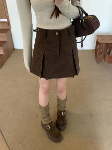 Mahogany A-Line Midi Skirt Design Suitable for Petite Retro Versatile
