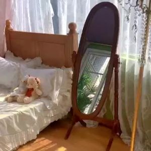 Full body mirror Standing mirror with storage Stand mirror Full length mirror Solid wood Adjustable