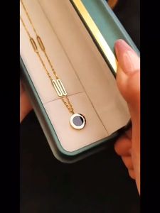 【Ready Stock】916 gold jewellery singapore necklace for women double-sided Roman numerals necklace simple design fashion niche personality jewellery birthday gift