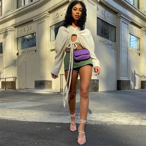 ชุดกางเกงขาสั้นแขนยาวพร้อมเชือกผูกคอ ชุดกีฬาลำลองสำหรับผู้หญิง ชุดทำงาน ฤดูร้อน 2022 โพลีเอสเตอร์ 51% - 70%