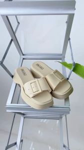 YOTO Korean Slip On Style Casual Trendy Belt Strap Rubber Slides Slippers 2inches Sole For Women