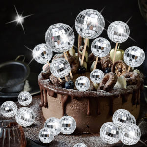 ลูกบอลดิสโก้กระจกมันเงา3/4/5ซม. พร้อมแท่งไม้สุขสันต์วันเกิดตกแต่งเค้กคัพเค้กขนมหวานของตกแต่งสำหรับของใช้งานปาร์ตี้เต้นรำ