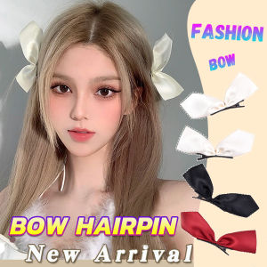 C.N.  Bow Hairpin Sweet Silk Ribbon Hair Clip Korean Duckbill Clips Ponytail Holder Bangs Hairpin 1pair