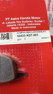 Kanvas rem belakang cakram padset brake rr Blade 110 K07A (2011 - 2014) original honda 06435K07901