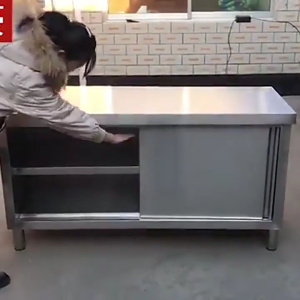 NINI 304 Stainless Steel Kitchen Island Workstation Cabinet | Kitchen Organizer Cabinet with Sliding Door | Heavy Duty Workbench Storage Cabinet