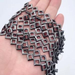 Black Natural Stone Diagonal Square Hematite Charm Spacer Loose Beads For Jewelry DIY Making Bracelet Necklace Accessories 8MM