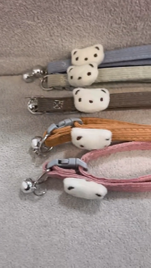 Vòng Cổ Nhung Cho Thú Cưng kèm Chuông Hoạ Tiết Hình Gấu Bông Trắng - iPet Shop