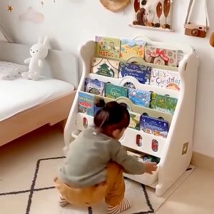 ⚡พร้อมส่ง⚡Tinykoala ชั้นวางหนังสือเด็ก ชั้นวางหนังสือ ชั้นวางของเล่น ชั้นเก็บของเล่นเด็ก มีให้เลือก 5/7ชั้น มีกระบะเก็บถอดออกได้ ดีไซน์สวย