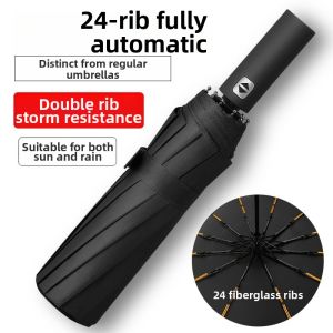 Dual-ribbed Automatic Folding Umbrella Rain and Sun Protection Advertisement Large Size